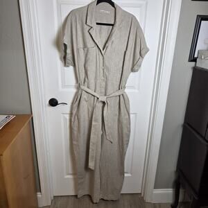 Abercrombie & Fitch Jumpsuit XL Cream Linen Short Sleeve Boilersuit Utility